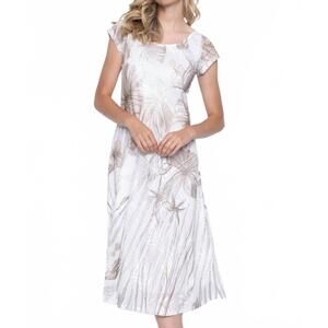 NEW PICADILLY cap sleeve printed dress in light khaki multi